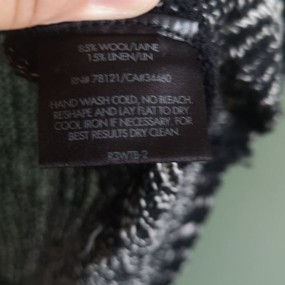 Eileen Fisher Wool Linen Blend Pullover Loose Knit Sweater Black & White Sz M - Picture 8 of 11